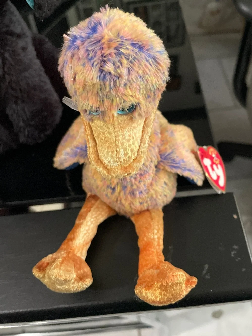 Ty Multicolor Plush Bird with Orange Beak & Feet